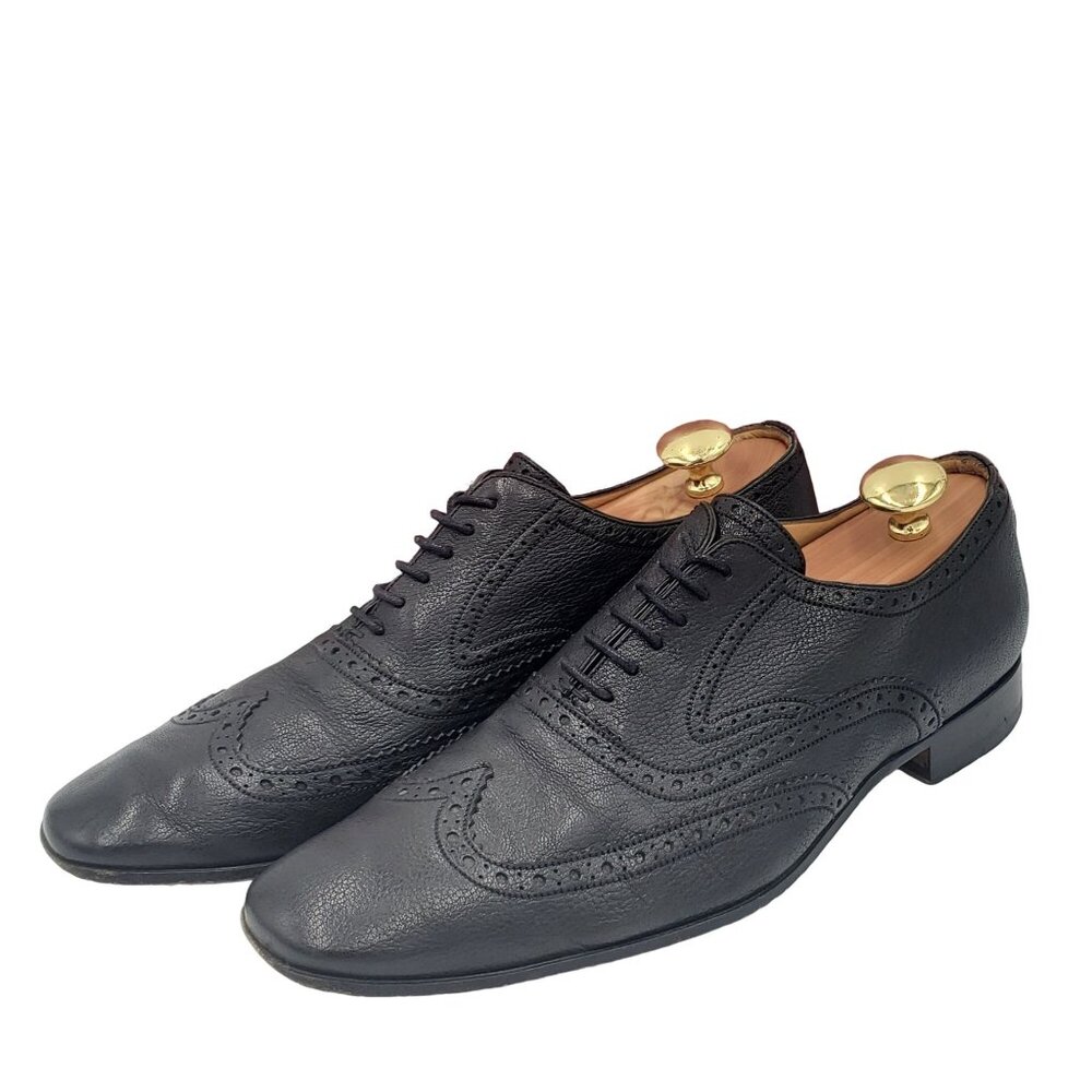 Vintage Bally Switzerland Dress Shoes Men size 9.5 Black Leather Wingtip Oxfords - Picture 13 of 14